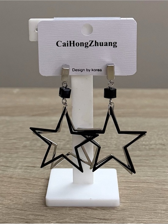 Jewelry - Black Star Statement Dangle Earrings
